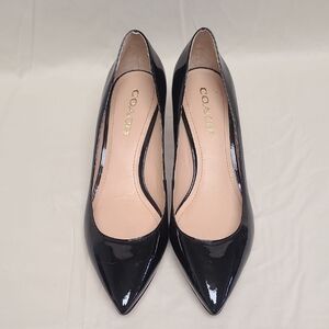 COACH Black Patent Leather Pointed Toe Sloane Pumps